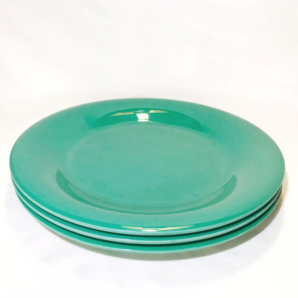 G.E.T. Enterprises Teal Green Wide Rim 9" Melamine Plate Set Of 3